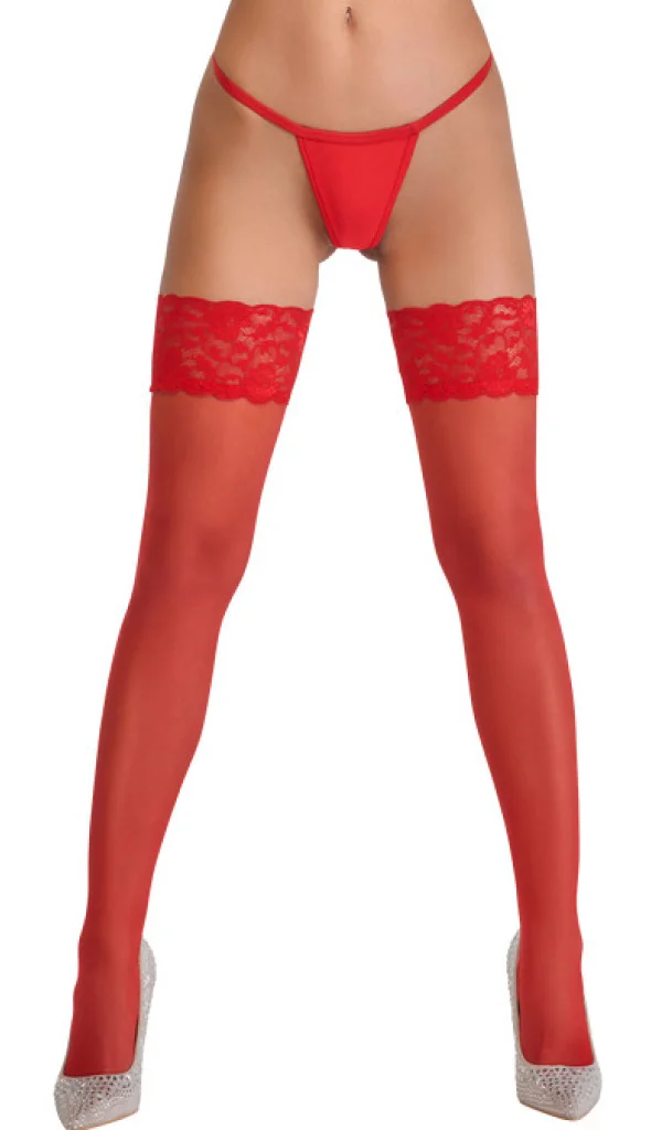 Φωτογραφία προϊόντος: Cottelli LEGWEAR Κόκκινες Κάλτσες Σιλικόνης με Δαντέλα