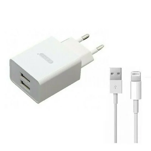 Φωτογραφία προϊόντος: Ezra Φορτιστής με 2 Θύρες USB-A και Καλώδιο Lightning Λευκός (HC48)