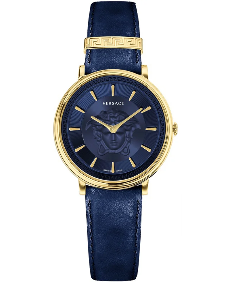 Φωτογραφία προϊόντος: Versace V-Circle Ρολόι Μπαταρίας με Μπλε Δερμάτινο Λουράκι VE8103721