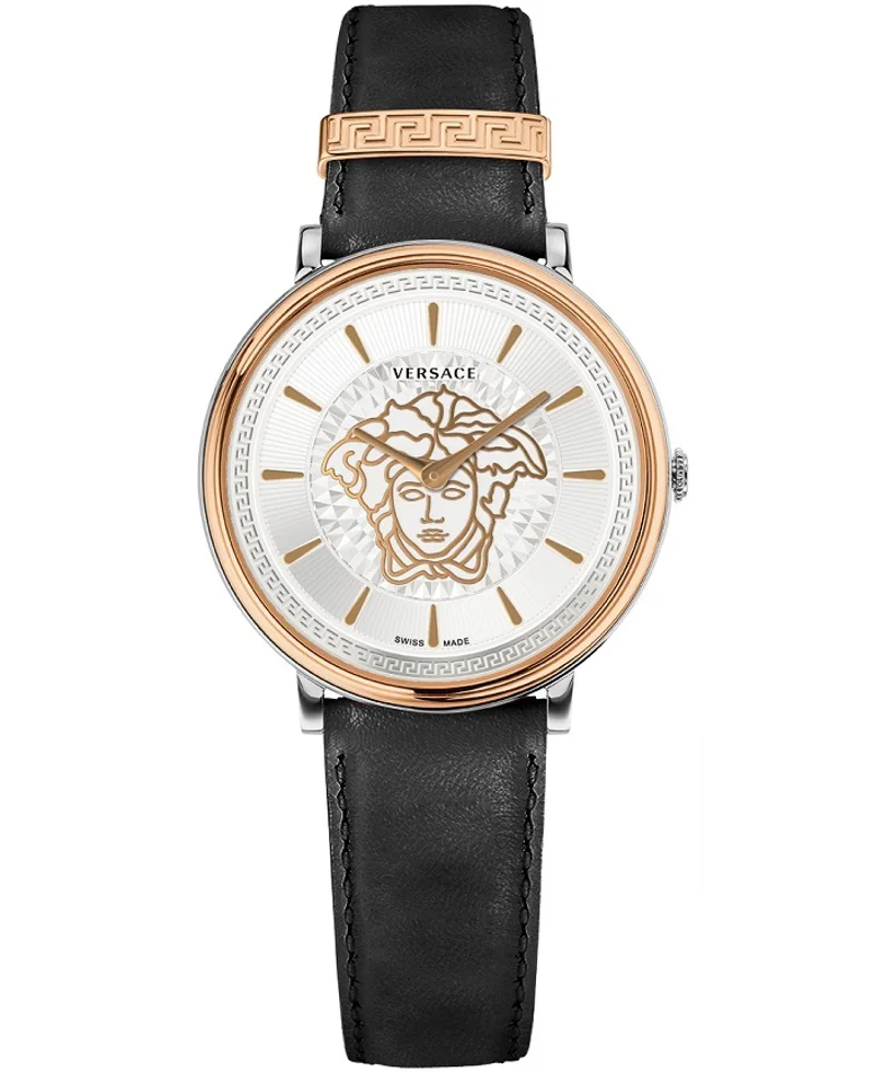 Φωτογραφία προϊόντος: Versace V-Circle Ρολόι Μπαταρίας με Μαύρο Δερμάτινο Λουράκι VE8102919
