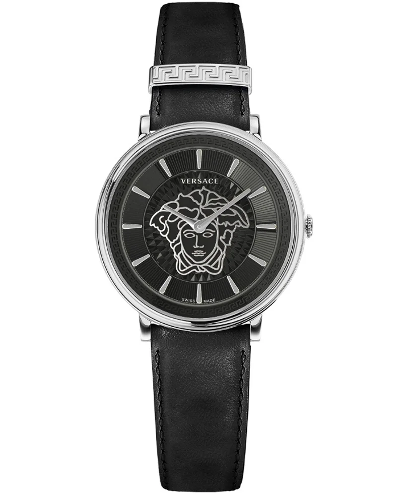 Φωτογραφία προϊόντος: Versace V-Circle Lady Ρολόι Μπαταρίας με Μαύρο Δερμάτινο Λουράκι VE8102619