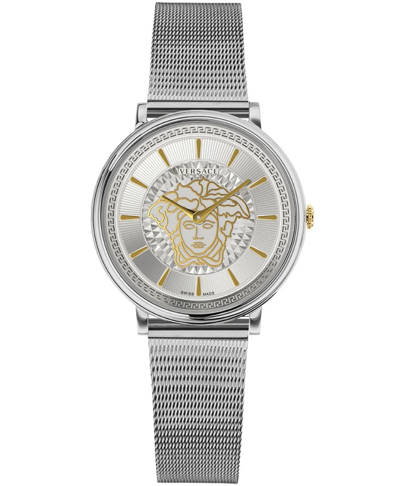Φωτογραφία προϊόντος: Versace V-Circle Ρολόι Μπαταρίας με Ασημί Μεταλλικό Μπρασελέ VE8102019