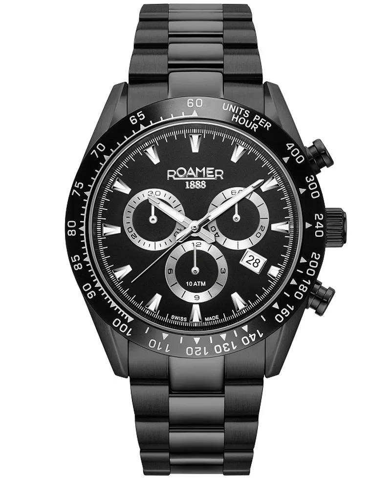 Φωτογραφία προϊόντος: Roamer Monza 100 Ρολόι Χρονογράφος Μπαταρίας με Μαύρο Μεταλλικό Μπρασελέ 850837-44-55-20