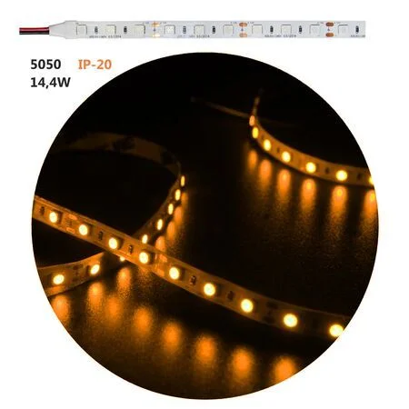 Φωτογραφία προϊόντος: ΤΑΙΝΙΑ LED 5m 24VDC14.4W/m 5050 60LED/m ΠΟΡΤΟΚΑΛΙ IP20