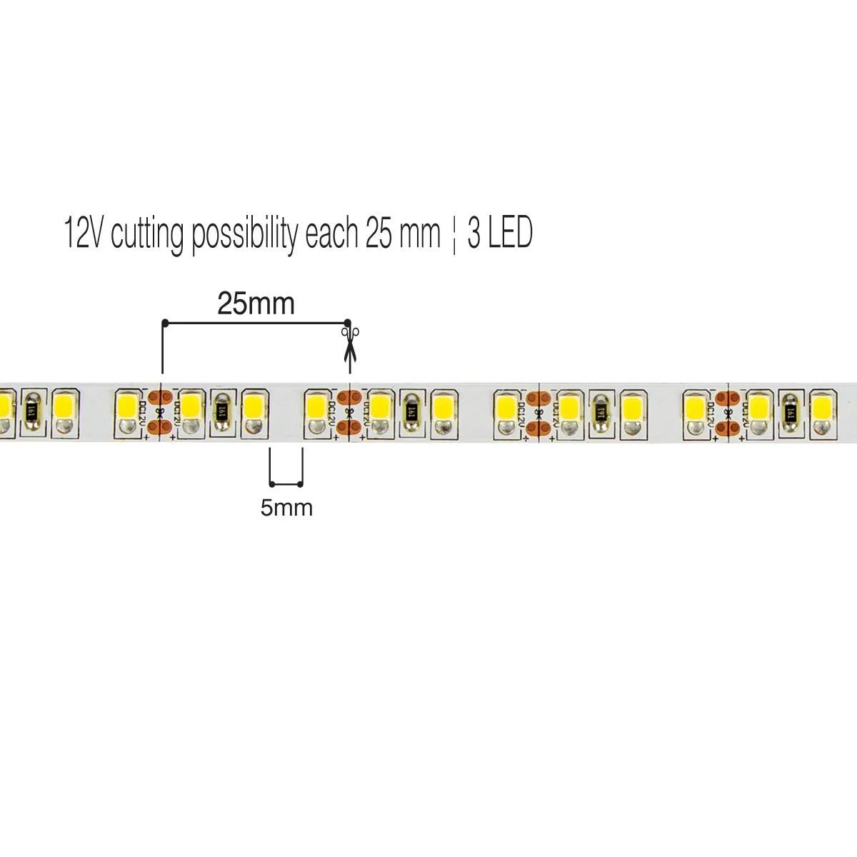 Φωτογραφία προϊόντος: Ταινία Led SMD 2835, 12V, 10W, 1295lm, 3000K, 5m/roll, CRI>80, IP20