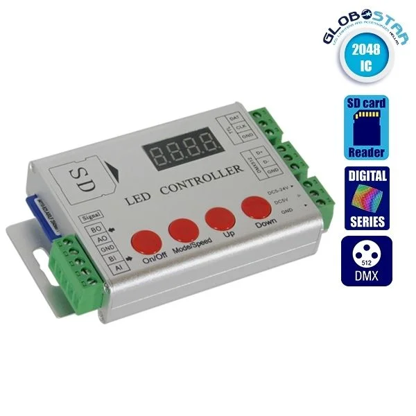 Φωτογραφία προϊόντος: LED Digital Controller HC03 2048 IC DMX512 SD CARD για LED Digital Strip RGB