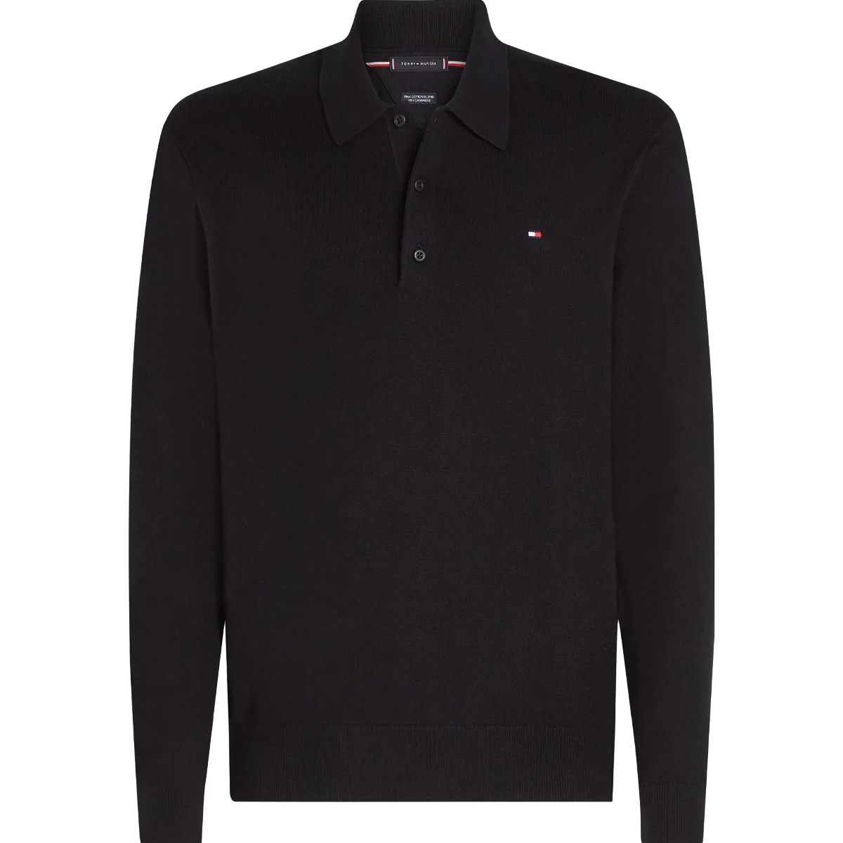 Φωτογραφία προϊόντος: TOMMY HILFIGER - PIMA ORG CTN CASHMERE LS POLO - MW0MW36519-BDS BLACK Μαύρο