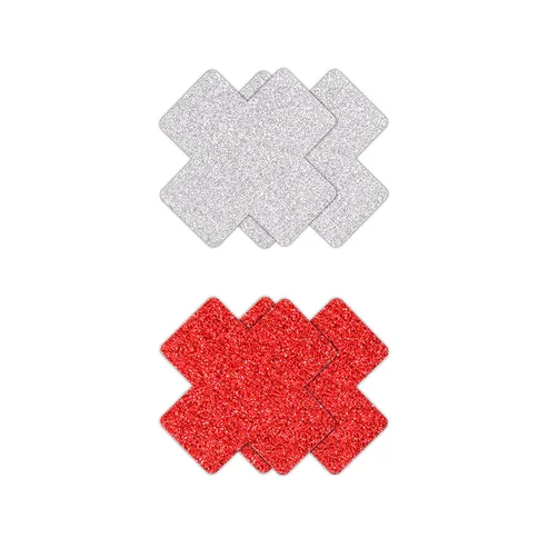 Φωτογραφία προϊόντος: PRETTY PASTIES GLITTER CROSS RED + SILVER 2 PAIR