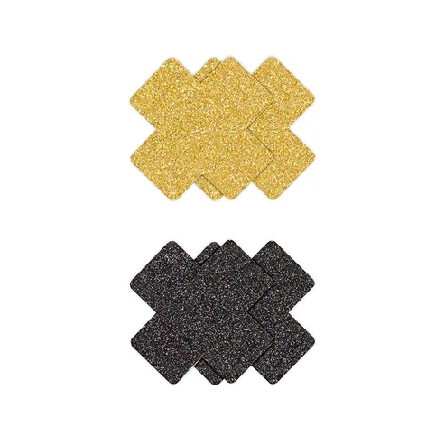 Φωτογραφία προϊόντος: PRETTY PASTIES GLITTER CROSS BLACK + GOLD 2 PAIR