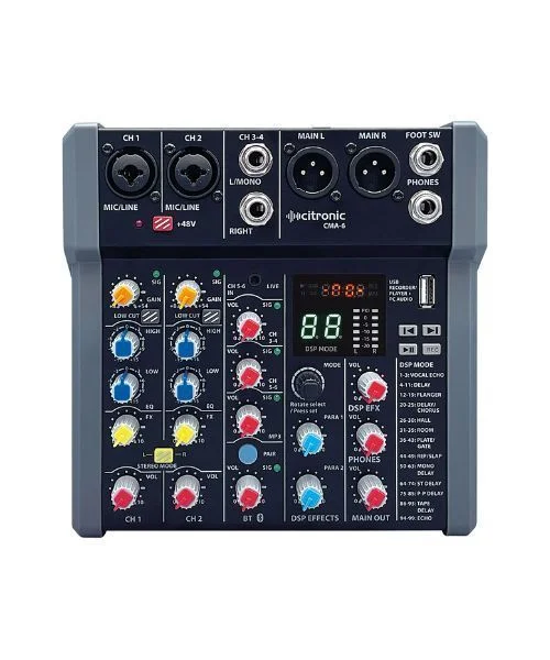 Φωτογραφία προϊόντος: Citronic CMA-6 Συμπαγής Μίκτης με DSP FX και BT/USB 4 mono + 2 stereo
