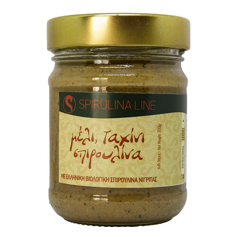 Φωτογραφία προϊόντος: Biospirulina Άλειμμα Μέλι, Ταχίνι, Σπιρουλίνα 200 gr Συσκευασία