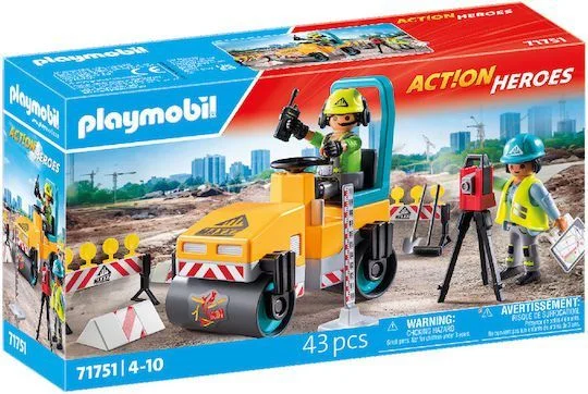 Φωτογραφία προϊόντος: Playmobil Action Heroes Οδοστρωτήρας +#038; Εργάτες για 4-10 ετών