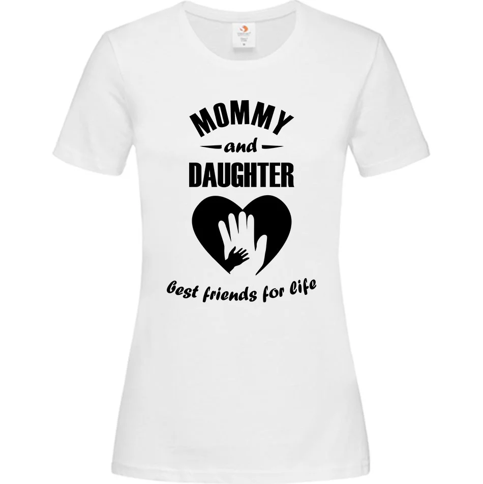 Φωτογραφία προϊόντος: ΟΕΜ Γυναικείο T-Shirt Άσπρο Βαμβακερό με Ψηφιακή Εκτύπωση Mommy and Daughter - 000439 (Ασπρο)