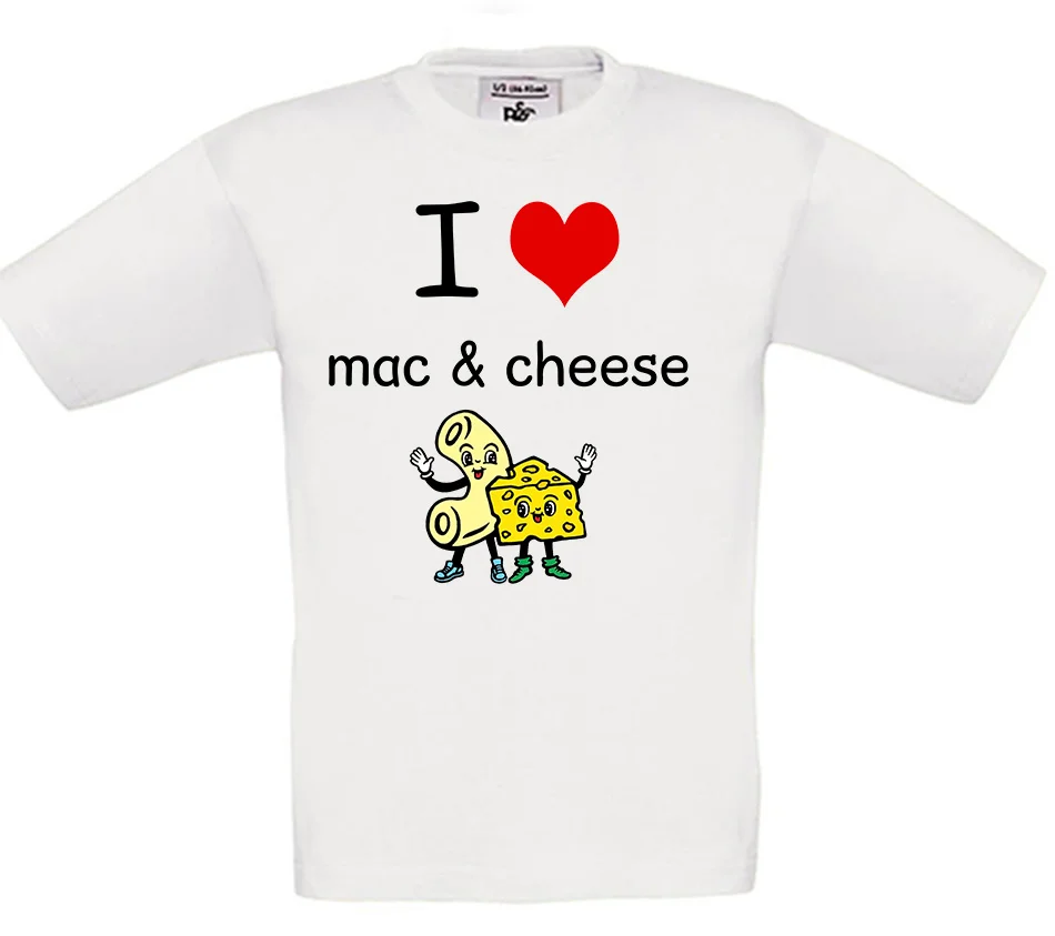 Φωτογραφία προϊόντος: ΟΕΜ Παιδικό T-Shirt Άσπρο Βαμβακερό με τύπωμα I Love Mac & Cheese - 000419Kw (Ασπρο)