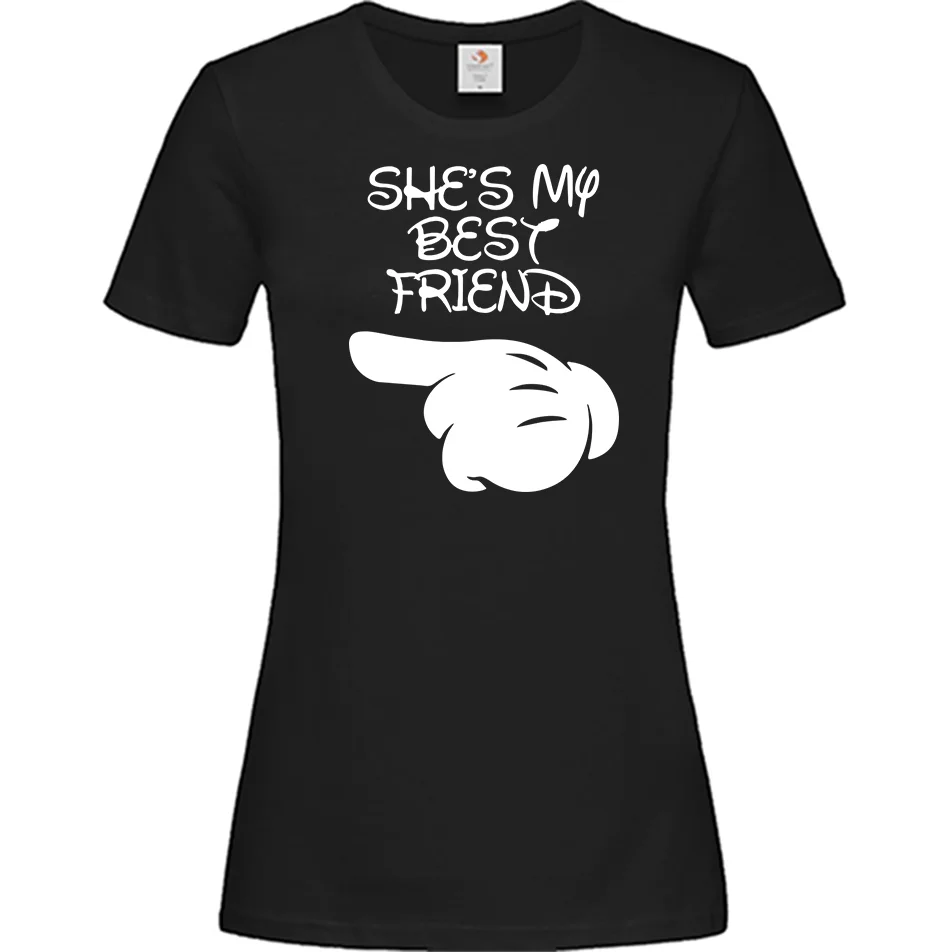 Φωτογραφία προϊόντος: ΟΕΜ Γυναικείο T-Shirt Μαύρο Βαμβακερό με Τύπωμα She Is My Best Friend - 000405b (Μαύρο)