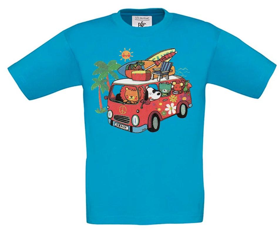 Φωτογραφία προϊόντος: ΟΕΜ Παιδικό T-Shirt Μπλε Βαμβακερό με τύπωμα Βανάκι με Ζώα - 1105LB (Γαλάζιο)