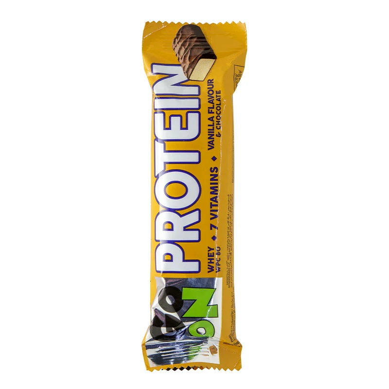 Φωτογραφία προϊόντος: INSTABAR Go On Protein 20 % με βανίλια και σοκολάτα, εμπλουτισμένη με βιταμίνες 50 gr Συσκευασία
