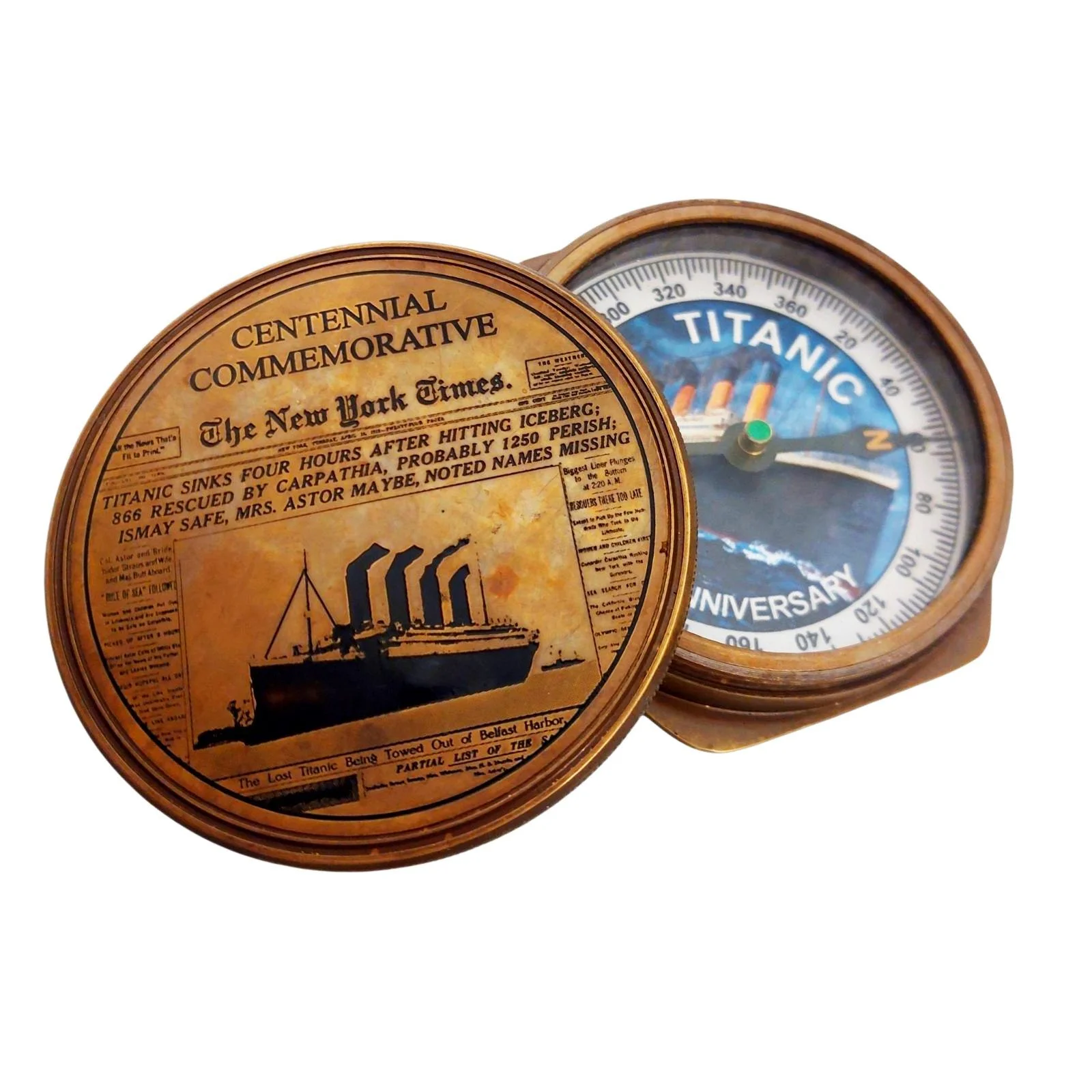 Φωτογραφία προϊόντος: Συλλεκτική Πυξίδα TITANIC 6.25cm – 100 Χρόνια Anniversary με Καπάκι Εφημερίδας