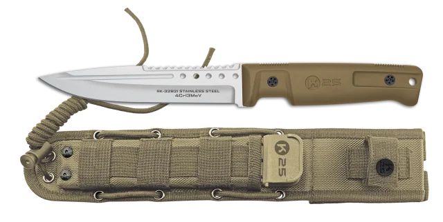 Φωτογραφία προϊόντος: ΜΑΧΑΙΡΙ K25 rubber handle tactical knife. TAN, 32821
