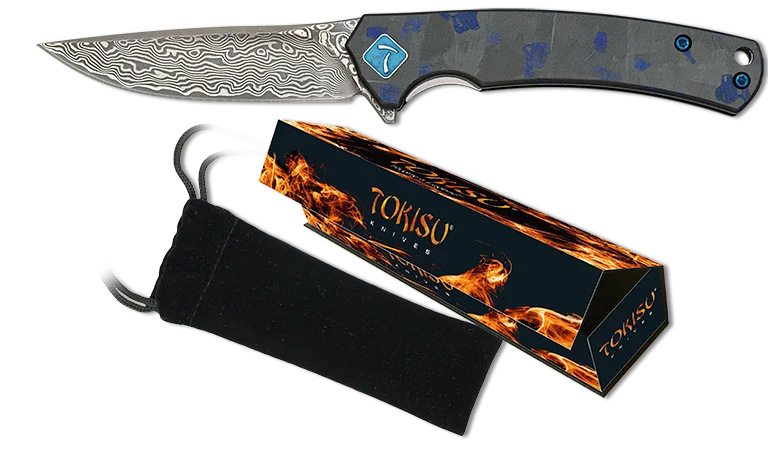Φωτογραφία προϊόντος: ΣΟΥΓΙΑΣ TOKISU Damascus penknife. CNC.Blue fiber, 18886, 6.80cm, 18886