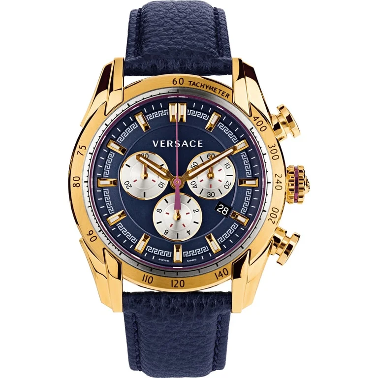 Φωτογραφία προϊόντος: VERSACE V-Ray Rose Gold Blue Leather Chronograph VDB030014