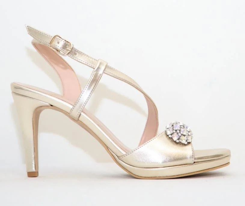 Φωτογραφία προϊόντος: Ellen Shoes 72772-01 Γυναικεία Πέδιλα από Eco σε Χρυσό Μεταλλικό χρώμα