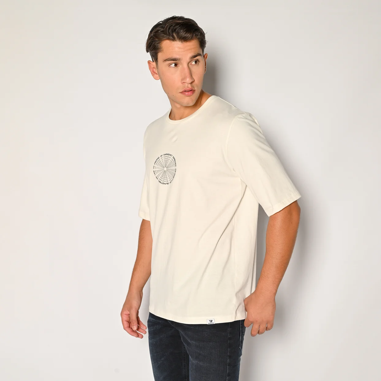 Φωτογραφία προϊόντος: Ανδρικό Τ-shirt Με Στάμπα Εκρού Brokers Loose Fit