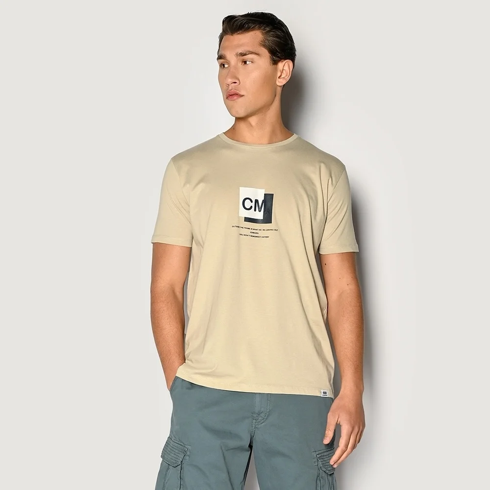 Φωτογραφία προϊόντος: ΑΝΔΡΙΚΟ T-SHIRT ΒΑΜΒΑΚΕΡΟ CAMARO BEIGE ΜΕ ΤΥΠΩΜΑ