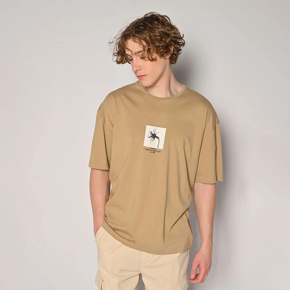 Φωτογραφία προϊόντος: Ανδρική Μπλούζα Oversized Μπεζ με Στάμπα Brokers
