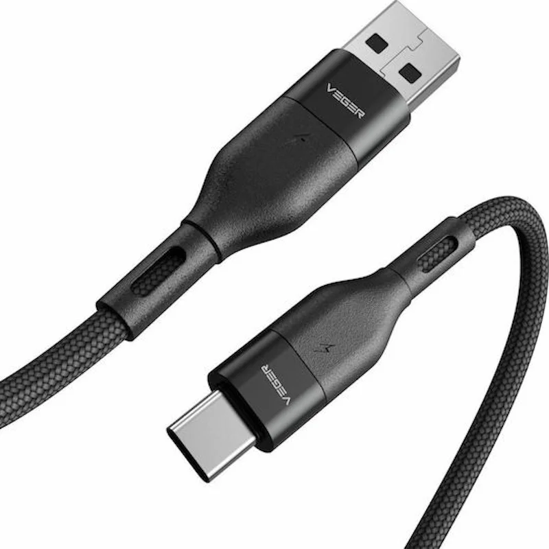 Φωτογραφία προϊόντος: Veger AC03 Braided USB 2.0 Cable USB-C male - USB-A 100W Μαύρο 1.2m