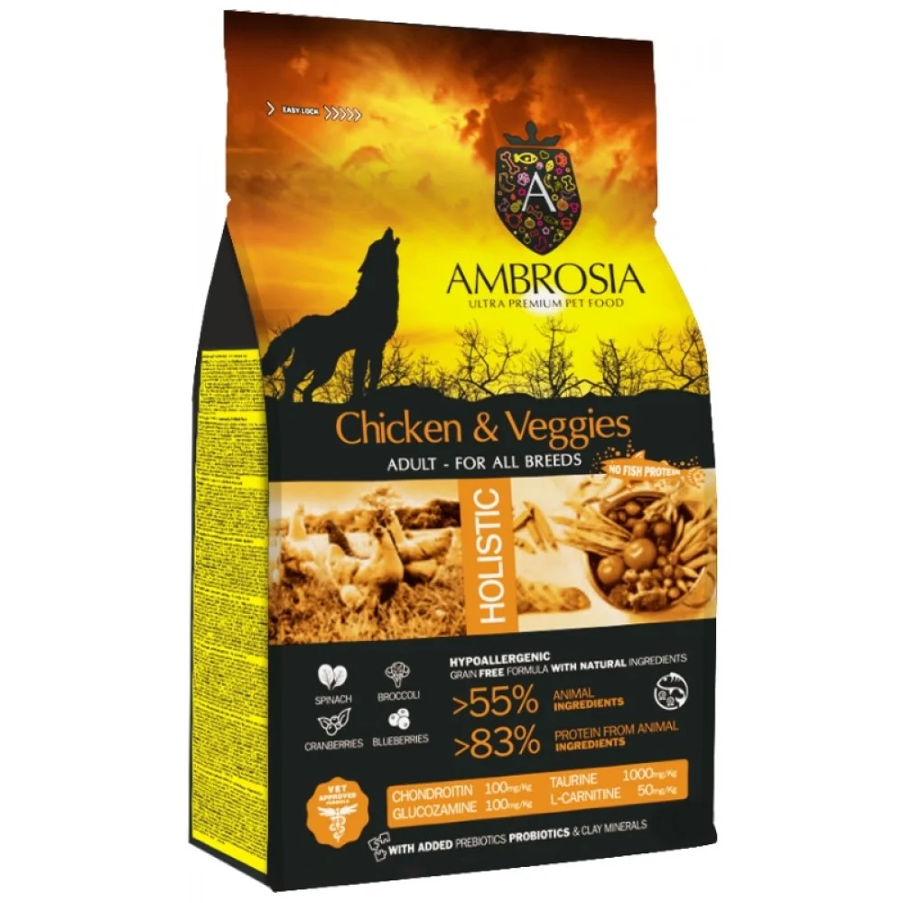 Φωτογραφία προϊόντος: Ambrosia Grain Free Dog Adult Chicken + Vegies 12kg