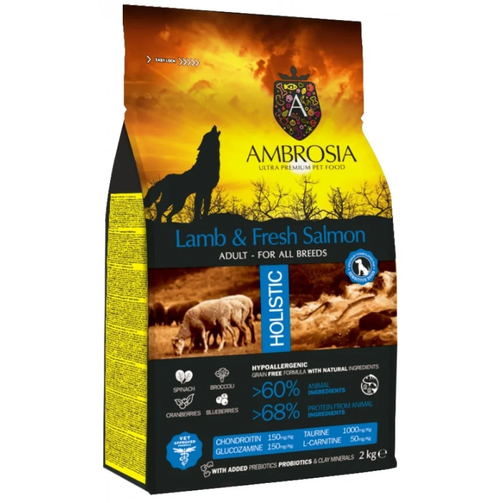 Φωτογραφία προϊόντος: Ambrosia Grain Free Dog Adult Lamb + Fresh Salmon 12kg