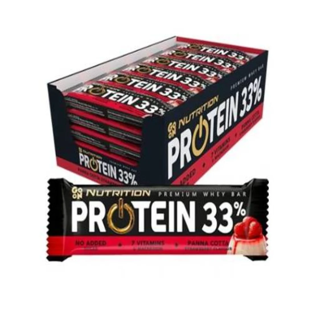 Φωτογραφία προϊόντος: Go On Nutrition Whey Μπάρα Πρωτεΐνης 33% Πανακότα & Φράουλα • Go On • Mega Combo 25 τμχ