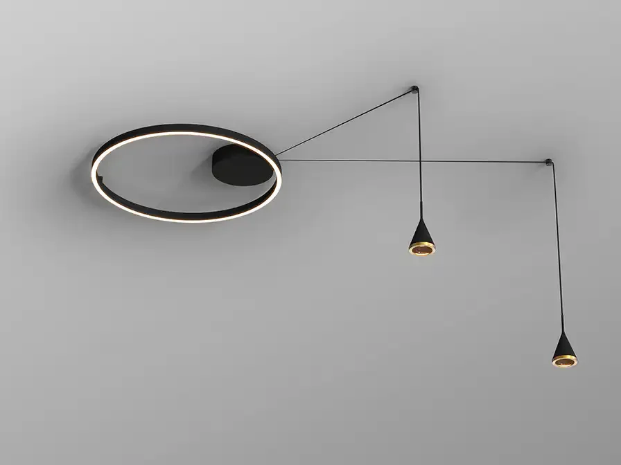 Φωτογραφία προϊόντος: Schuller Φωτιστικό οροφής Conic black bronze LED 3000K με διπλό spotlight Μαύρο Ορείχαλκος