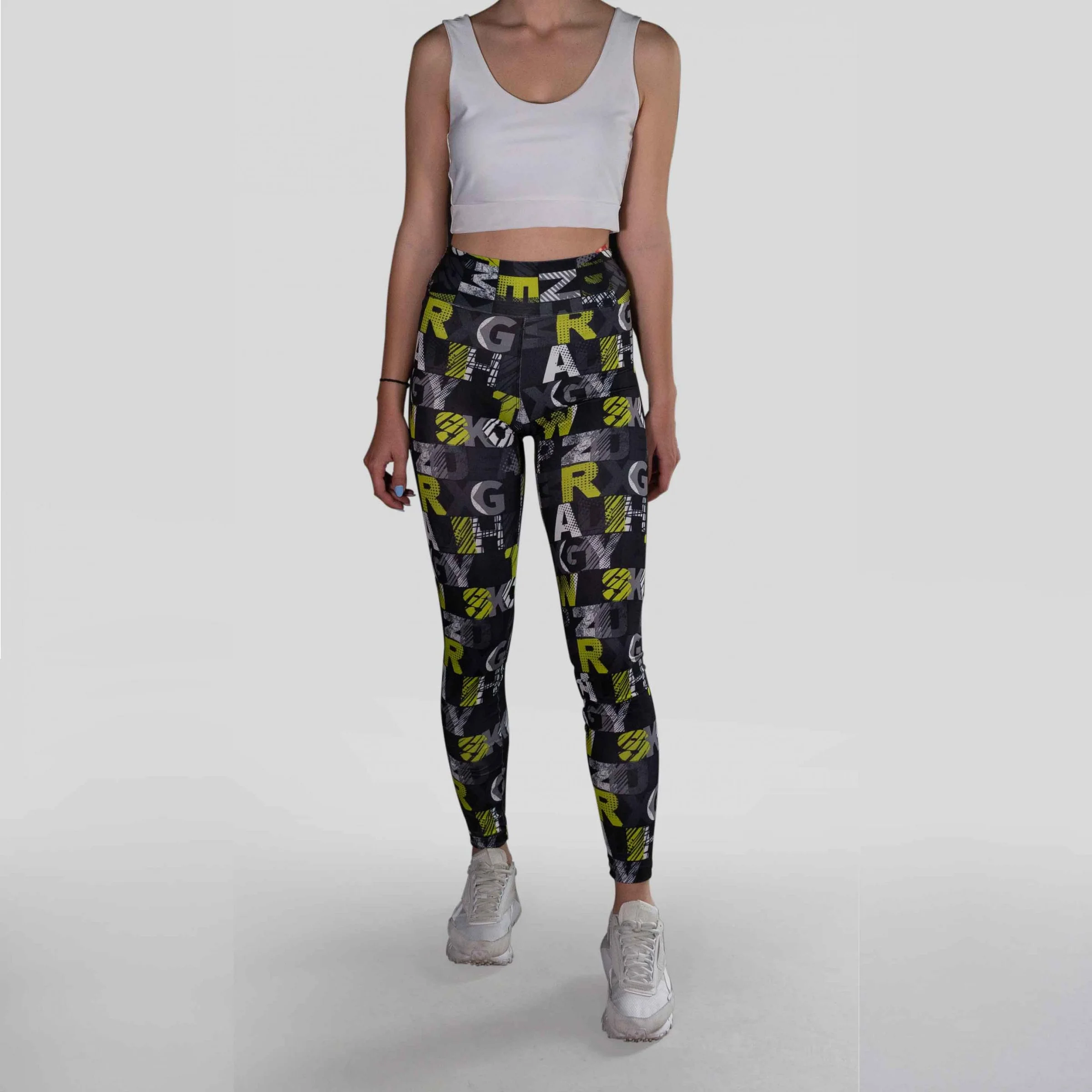 Φωτογραφία προϊόντος: LUCKYJOJO Yellow and White Letters Print Leggings by Lucky Jojo