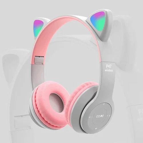 Φωτογραφία προϊόντος: P47M Cat Ear Ασύρματα/Ενσύρματα On Ear Ακουστικά Λευκά