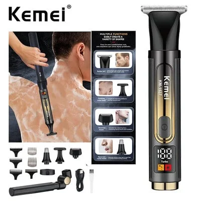 Φωτογραφία προϊόντος: Kemei Professional Electric Self Ξυριστική μηχανή πλάτης Extreme Long Handle Hair Shaving Hair Clipper Nose Hair Trimmer Περιποίηση σώματος