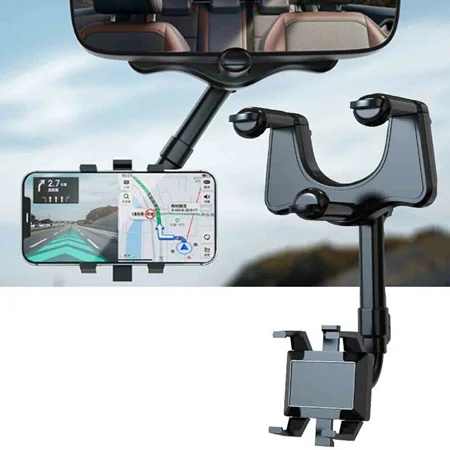 Φωτογραφία προϊόντος: Universal 360 Car Phone Holder Rearview Mirror Bracket Rotatable And Retractable