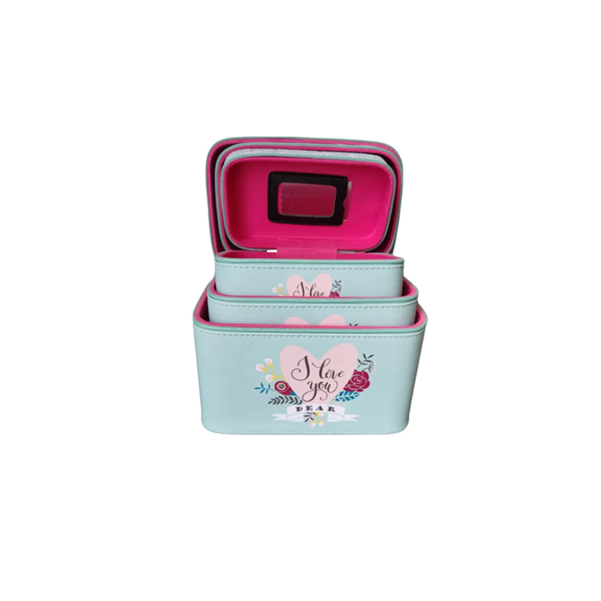 Φωτογραφία προϊόντος: Νεσεσέρ Travel Makeup Box 3 σε 1 - Βαλιτσάκι Ταξιδιού για Καλλυντικά I Love You