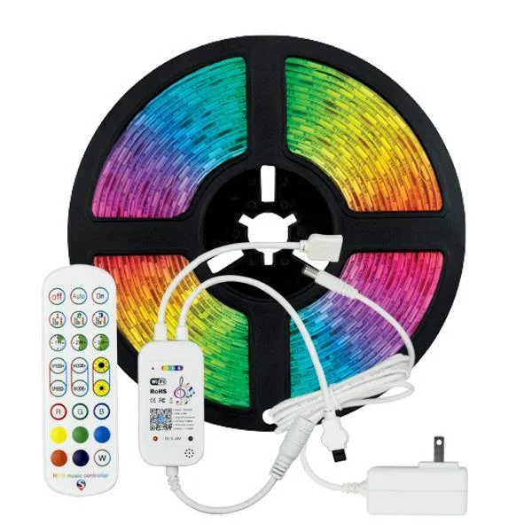 Φωτογραφία προϊόντος: ΤΑΙΝΙΑ LED KIT 5 ΜΕΤΡΩΝ RGB 12V + DRIVER + Wifi CONTROLLER ΜΕ ΜΟΥΣΙΚΗ IP20