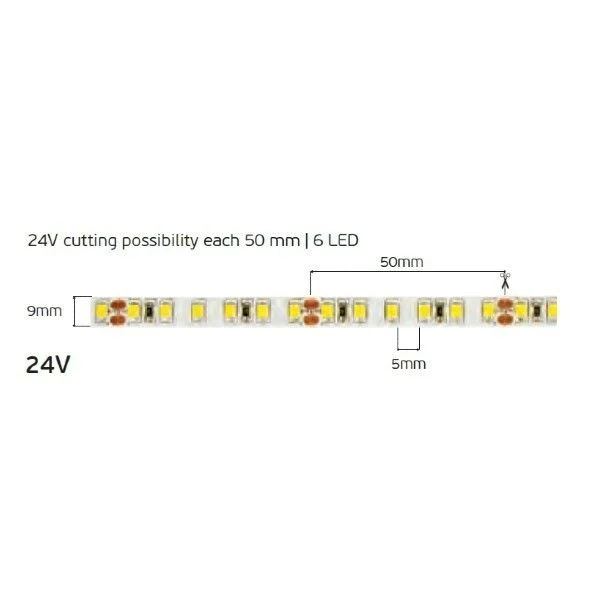 Φωτογραφία προϊόντος: Ταινία Led SMD 2835, 24V, 11W, 1208lm, 3000K, 5m/roll, CRI>80, IP20