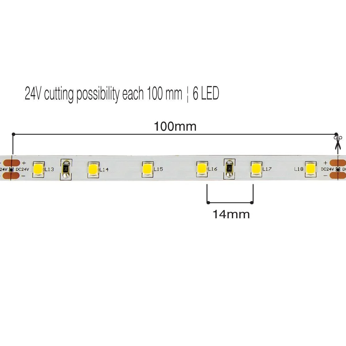 Φωτογραφία προϊόντος: Ταινία Led SMD 2835, 24V, 5W, 674lm, 3000K, 5m/roll, CRI>80, IP20