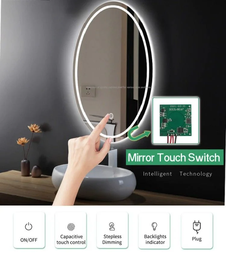 Φωτογραφία προϊόντος: TD100 ON-OFF Bathroom smart makeup mirror touch switch 12V