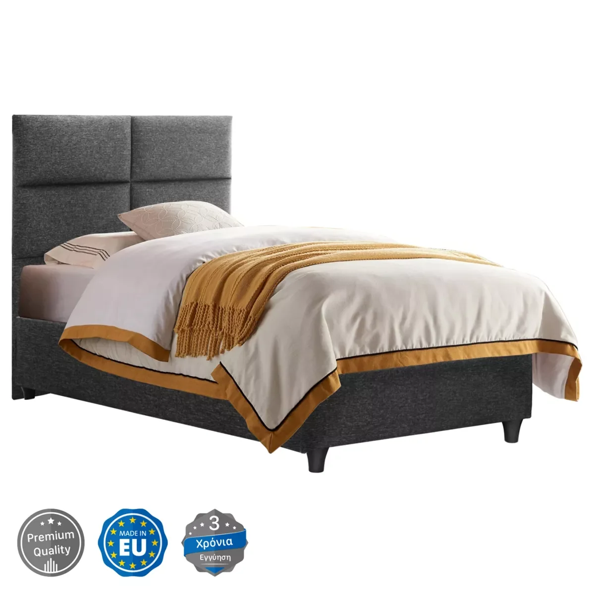 Φωτογραφία προϊόντος: B2BMarkt ΚΡΕΒΑΤΙ MILO ΑΠΟ ΓΚΡΙ ΥΦΑΣΜΑ HM652.01 ΓΙΑ ΣΤΡΩΜΑ 90x200 εκ.