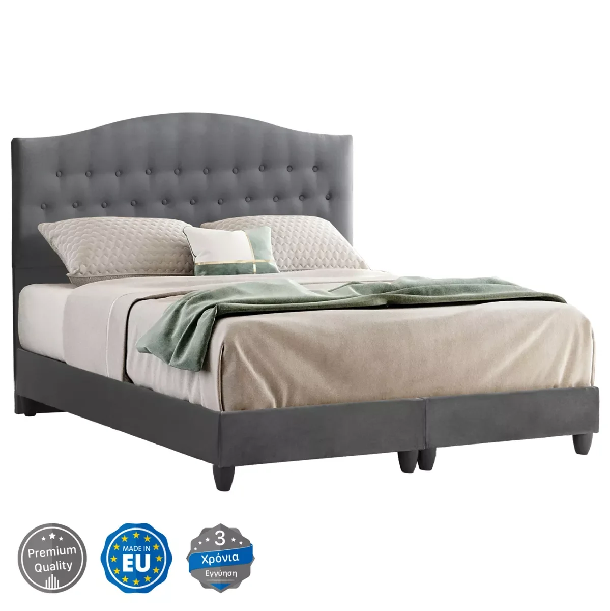 Φωτογραφία προϊόντος: B2BMarkt ΚΡΕΒΑΤΙ MALENA ΑΠΟ ΓΚΡΙ ΒΕΛΟΥΔΟ HM638.10 ΓΙΑ ΣΤΡΩΜΑ 150x200 εκ.