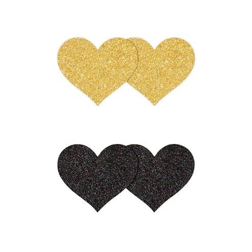 Φωτογραφία προϊόντος: PRETTY PASTIES GLITTER HEARTS BLACK + GOLD 2 PAIR