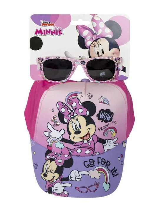 Φωτογραφία προϊόντος: Disney Παιδικό Καπέλο Jockey Υφασμάτινο Λιλά Minnie mouse με γυαλιά ηλίου