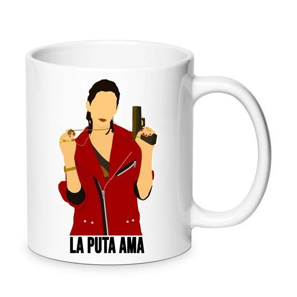 Φωτογραφία προϊόντος: Money heist La casa de papel mug La puta ama κούπα no7 κεραμική 330ml