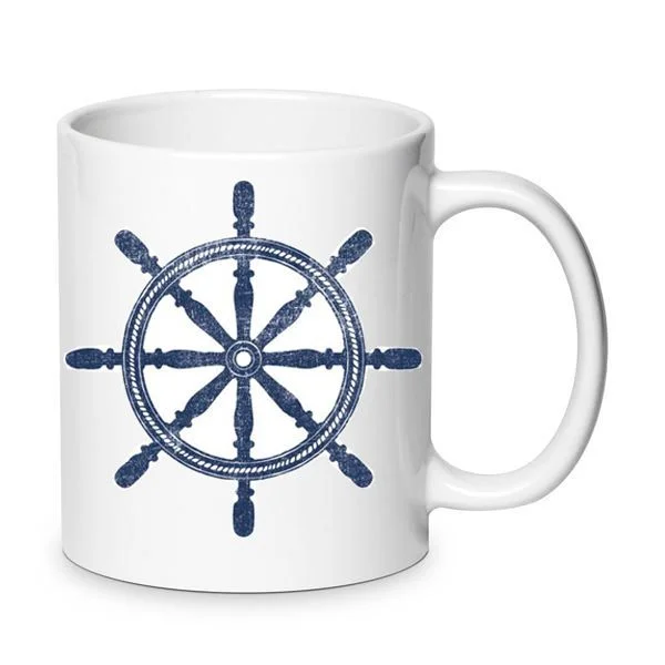 Φωτογραφία προϊόντος: Nautical mug Ναυτική κούπα για ναυτικούς no17 κεραμική 330ml Πηδάλιο Τιμόνι rudder