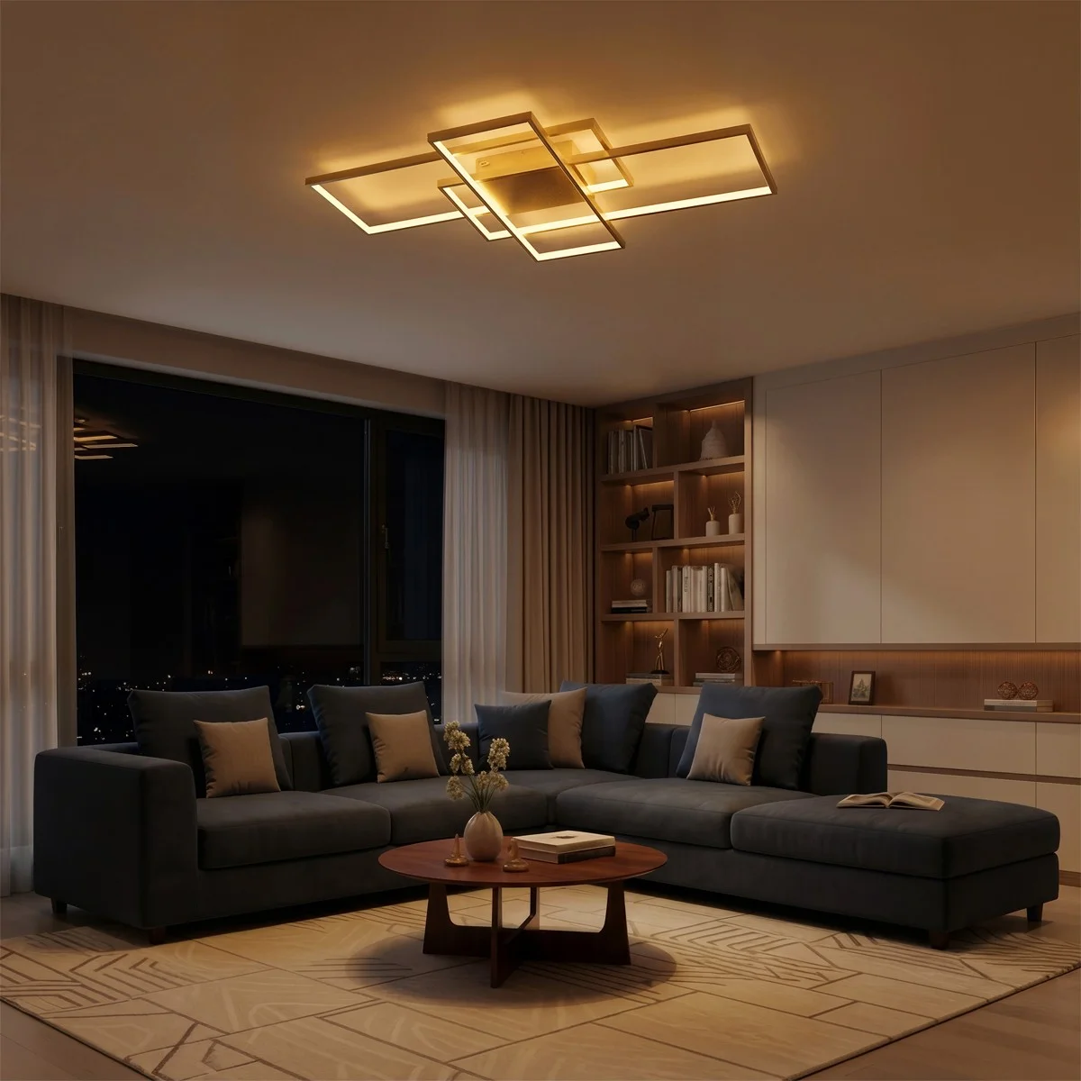 Φωτογραφία προϊόντος: Globostar kelvo® QUADRA KLV-101-0298 Φωτιστικό Οροφής LED 120W 12000lm 120° AC 220-240V IP20 Ρυθμιζόμενο Λευκό CCT με Χειριστήριο από 2700K έως 6000K Dimmable - Lumileds SMD Chip - Σαμπανιζέ